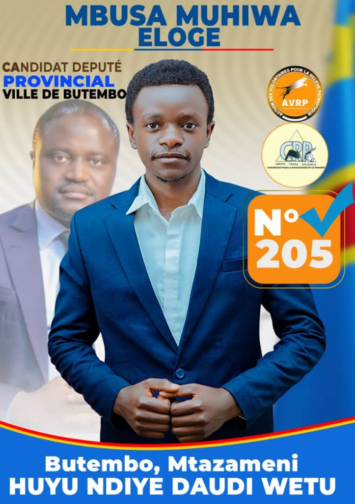 Butembo : découvrez le parcours élogieux du jeune MBUSA MUHIWA éloge dit DAUDI WETU, ce cadet parmi les candidats députés provinciaux au N° 205